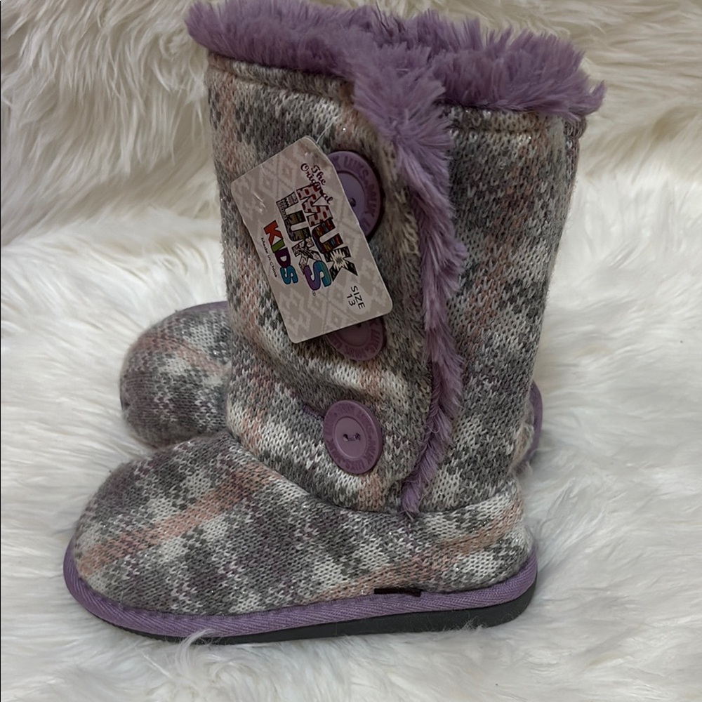 Muk Luks Purple and Gray Kids Boots